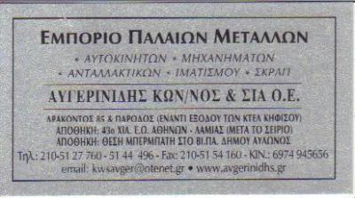 ΕΜΠΟΡΙΟ ΠΑΛΑΙΩΝ ΜΕΤΑΛΛΩΝ ΣΤΡΑΤΙΩΤΙΚΟ ΥΛΙΚΟ ΠΑΛΑΙΑ ΣΤΡΑΤΙΩΤΙΚΑ ΟΧΗΜΑΤΑ ΠΕΡΙΣΤΕΡΙ ΑΥΓΕΡΙΝΙΔΗΣ